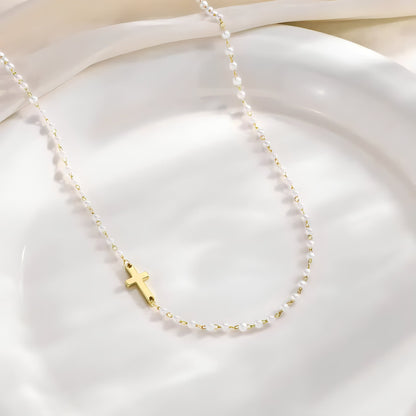 Kreuz & Perlen Halskette