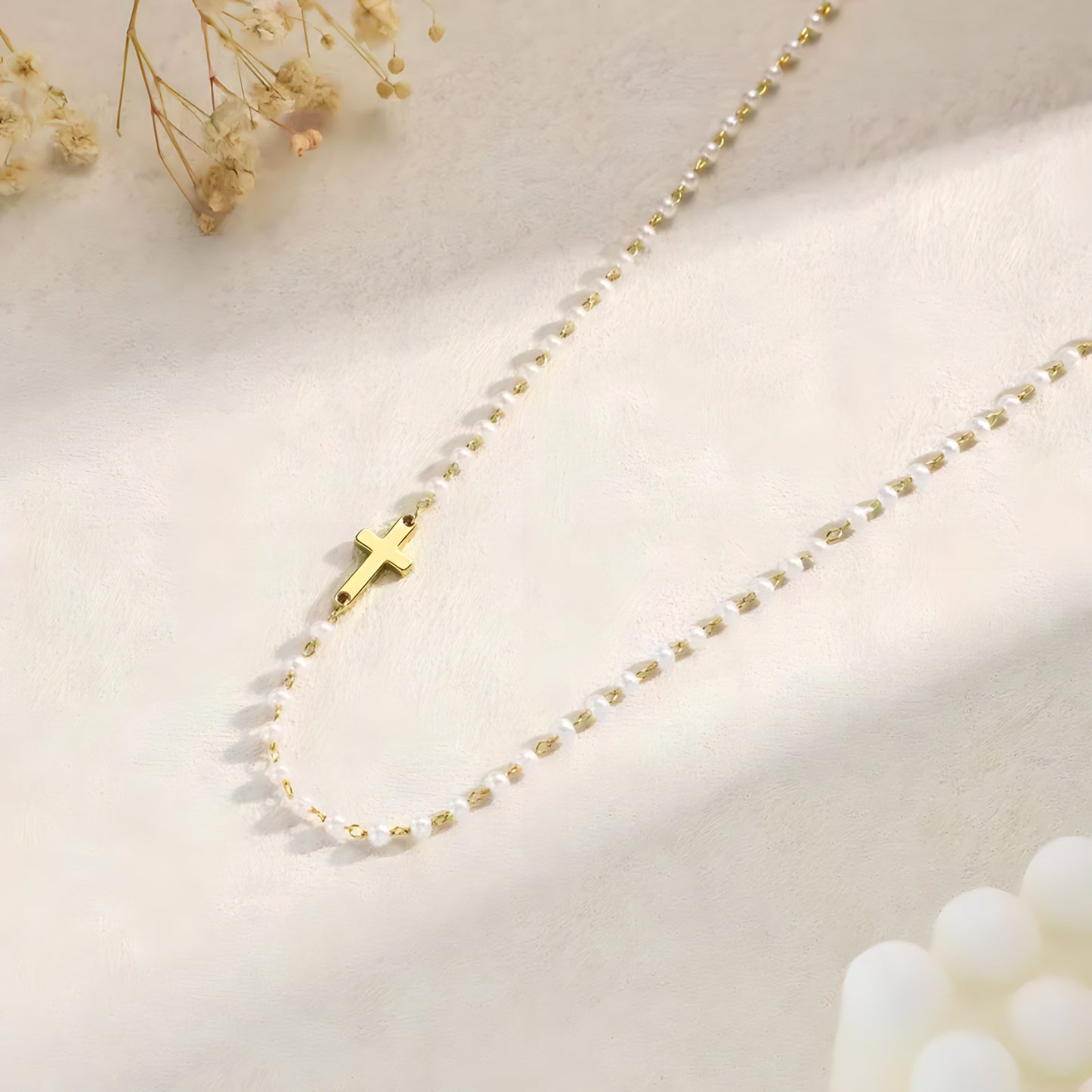 Kreuz & Perlen Halskette